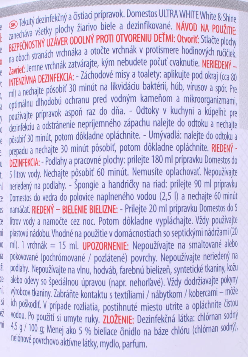 Domestos WC čistiaci gél 750 ml - White Ultra – Obrázok 2