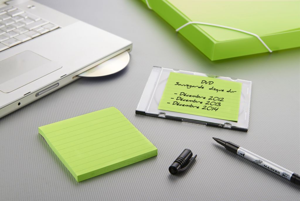 Bločky Post-it linajkové 101x101mm modré, zelené, ružové – Obrázok 2