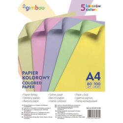 Farebný papier GIMBOO A4, 100 listov, 80 g, 5 pastelových farieb