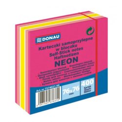 Bloček Donau 76 x 76 mm, mix neónových farieb, ružová, 400 lístkov
