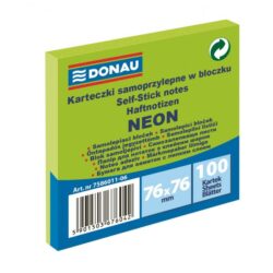 Bloček DONAU 76 x 76 mm, neónová zelená, 100 lístkov