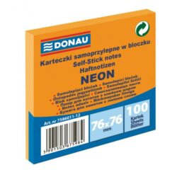 Bloček Donau, 76 x 76 mm, neónová oranžová, 100 lístkov