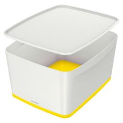 Úložný box s vekom Leitz MyBox, veľkosť L biela/žltá