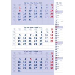 Trojmesačný kalendár modrý s poznámkami 2023