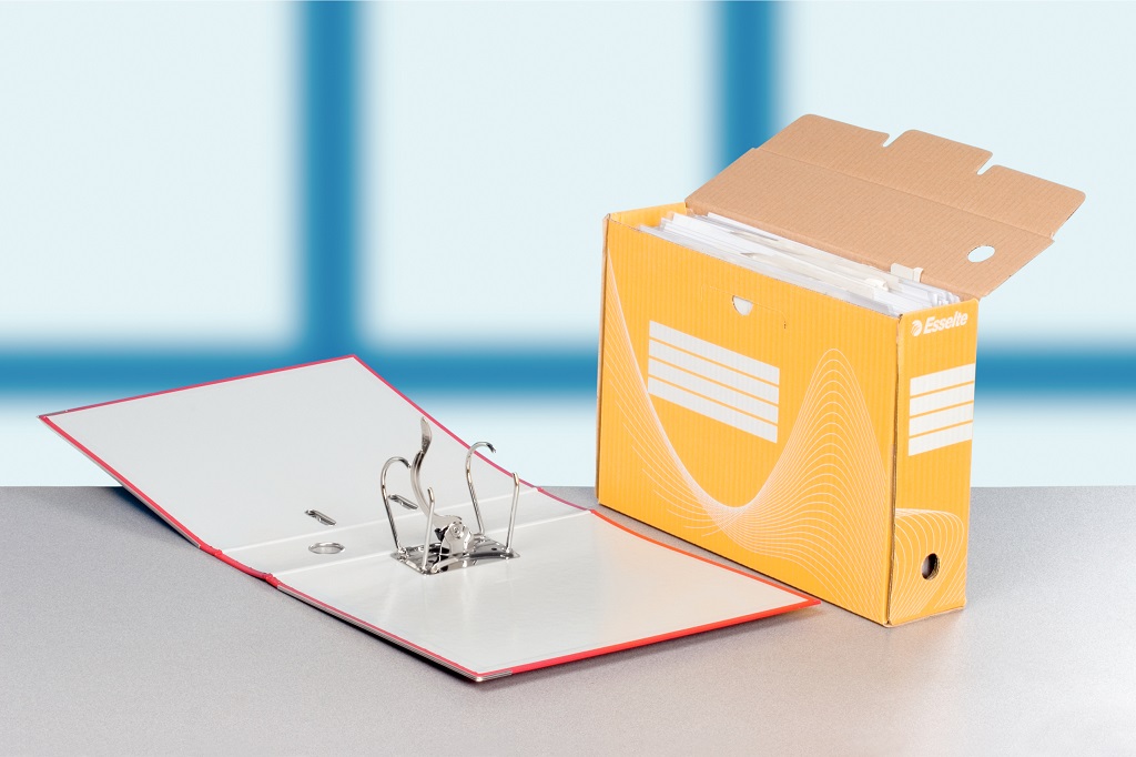 Archívny box Esselte 100mm žltý/biely – Obrázok 5