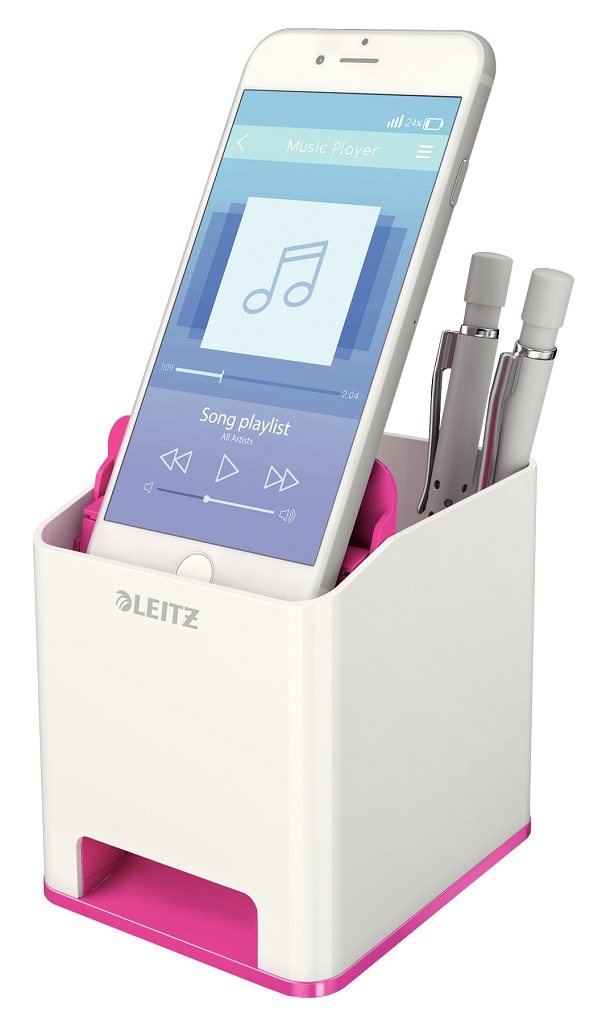 Stojan na perá hudobný Leitz WOW metalický ružový – Obrázok 3