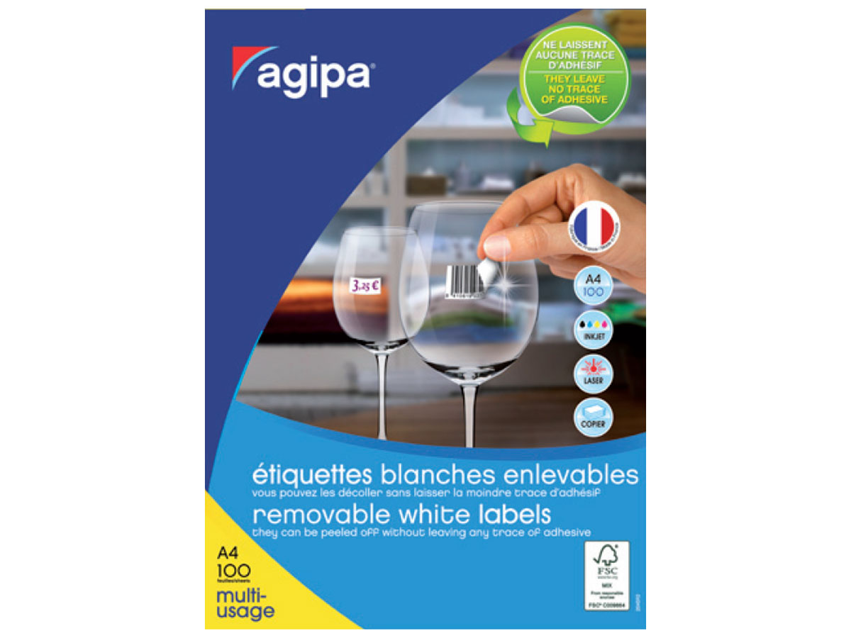 Etikety univerzálne odnímateľné 210x297mm Agipa A4 100 hárkov – Obrázok 2