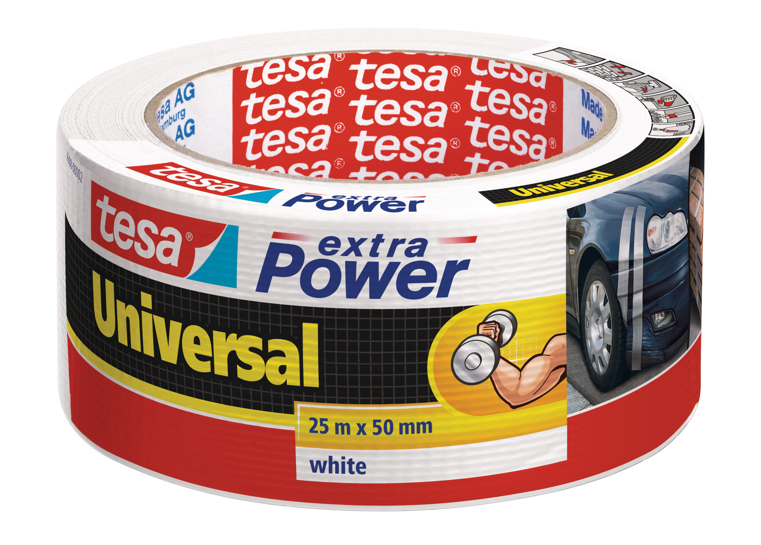 Textilná páska TESA silne lepiaca biela 50 mm x 25 m – Obrázok 2